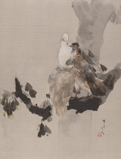 Duvor i ett träd, ca. 1887. av Watanabe Seitei