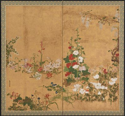 Blommor, Edo-perioden, tidigt-mitten av 1700-talet. av Watanabe Shiko