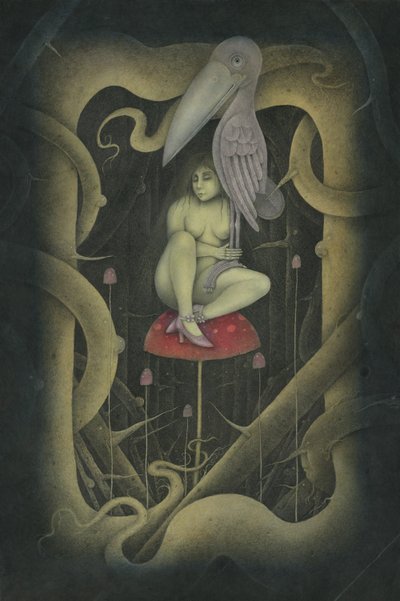 EN FÅGEL I HÄNDEN, 2007 (blandteknik) av Wayne Anderson
