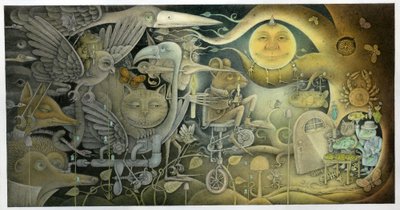 Creatures Appeared Out Of The Dark, 2010 (blandteknik på kartong) av Wayne Anderson