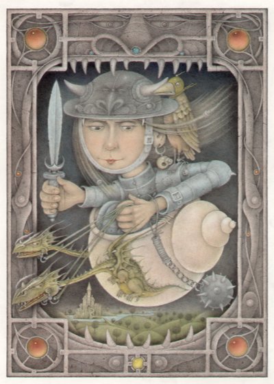 Female Warrior, 2005 (blandteknik på kartong) av Wayne Anderson