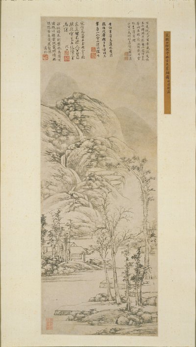 Forntida träd och grå dimma, 1530. av Wen Zhengming