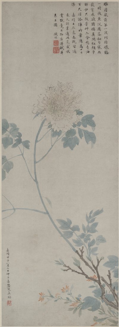 Peony, Hanging Scroll, 1532 (bläck och färg på papper) av Wen Zhengming