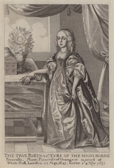 Mary, prinsessan av Orange (etsning) av Wenceslaus (after) Hollar