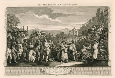 Den sysslolöse lärlingen avrättad vid Tyburn (gravyr) av Wenceslaus (after) Hollar