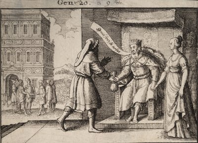 Abimelek tillrättavisade Abraham. Tillstånd 1 av Wenceslaus Hollar