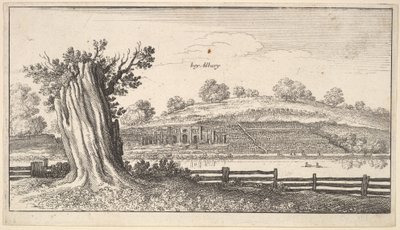 Albury med trädstubb i förgrunden, 1625-77. av Wenceslaus Hollar