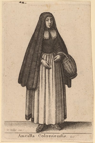 Pigan av Köln av Wenceslaus Hollar