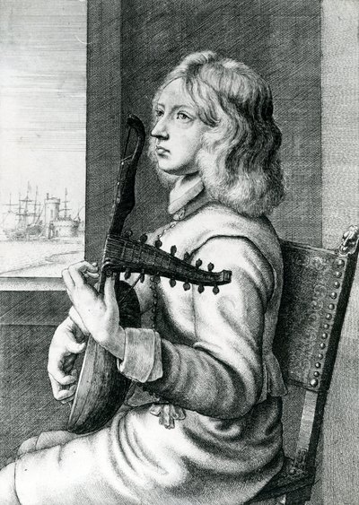 Barock lutspelare av Wenceslaus Hollar