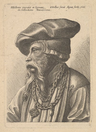 Skäggig man med kedja halsband, 1647. av Wenceslaus Hollar