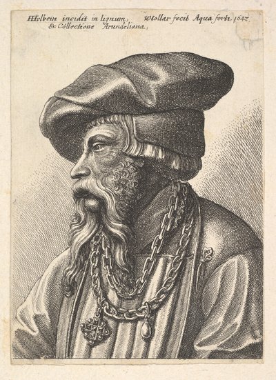 Skäggig man med kedja halsband, 1647. av Wenceslaus Hollar