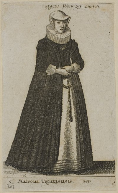 Borgmästarhustru i Zürich av Wenceslaus Hollar