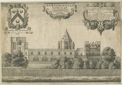 Burton-upon-Trent Abbey: gravyr i kopparplåt, 1661 av Wenceslaus Hollar