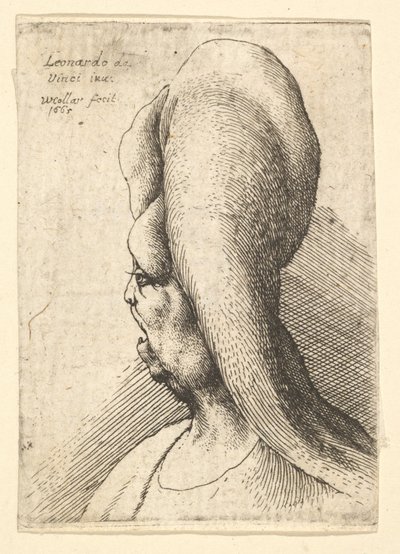 Byst av en missbildad gammal kvinna med en tand, vänd åt vänster, 1665. av Wenceslaus Hollar