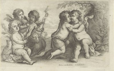 Kristus, Johannes och tre keruber Paedopaegnion (serietitel) av Wenceslaus Hollar