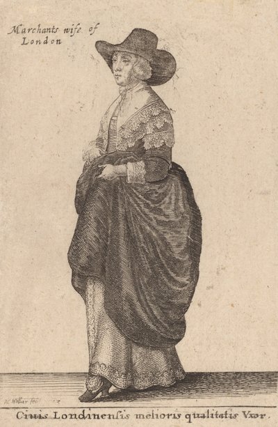 En kvinna av bästa kvalitet i London, 1643. av Wenceslaus Hollar