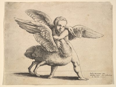 Amor och svanen, 1652. av Wenceslaus Hollar