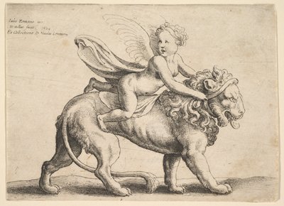 Amor på ett lejon, 1652. av Wenceslaus Hollar