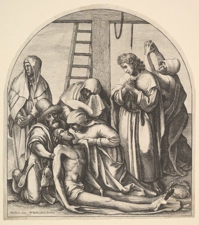 Nedstigning från korset, efter Holbein, 1640. av Wenceslaus Hollar