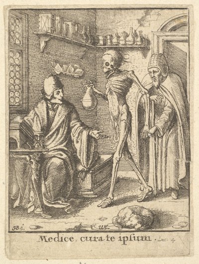 Doktor, från Dödsdansen, 1651. av Wenceslaus Hollar