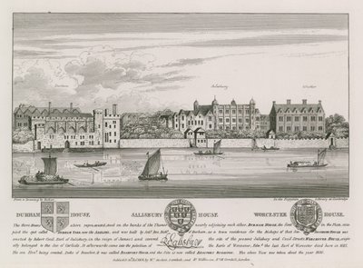Durham House, Salisbury House och Worcester House av Wenceslaus Hollar