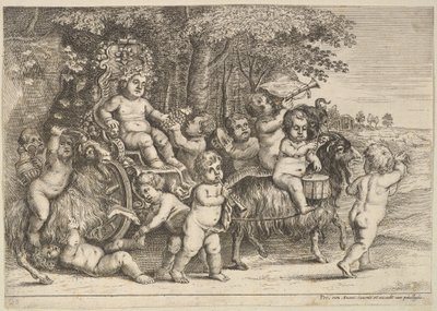 Elva gossar och tre getter, 1625-77. av Wenceslaus Hollar