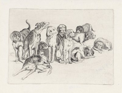 Elva jakthundar av Wenceslaus Hollar