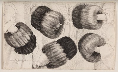 En muff sedd på fem olika sätt av Wenceslaus Hollar