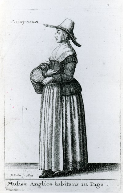 Engelsk lantkvinna, 1643 av Wenceslaus Hollar