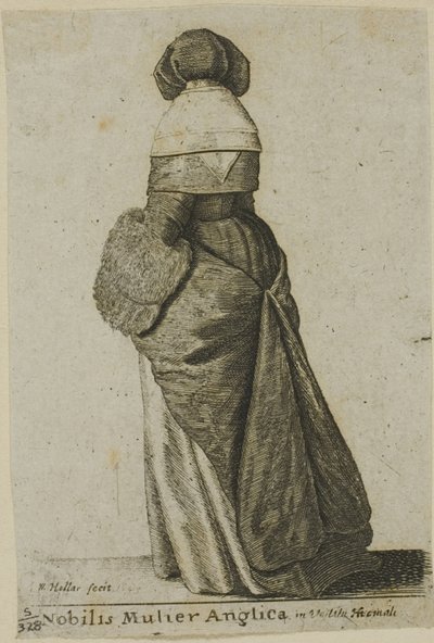 Engelsk adelsdam i vinterkläder av Wenceslaus Hollar