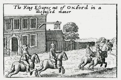 Charles I:s flykt från Oxford i förklädnad av Wenceslaus Hollar