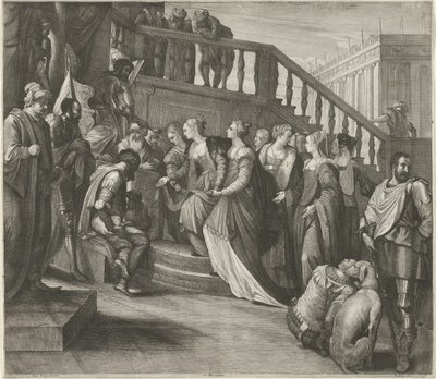 Ester före Ahasveros av Wenceslaus Hollar