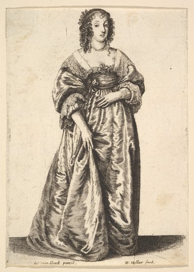 Figur av en dam som står, 1625-77. av Wenceslaus Hollar