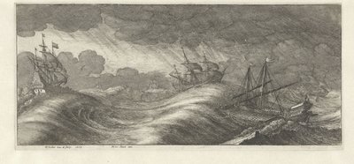 Galär och andra fartyg i en havsstorm Sea storms (serietitel) av Wenceslaus Hollar