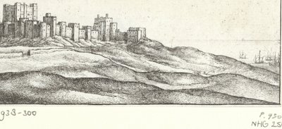 Utsikt över Dover Castle Dover Castle y West Side (titel på objekt) Sevärdheter runt den engelska kusten (serietitel) av Wenceslaus Hollar