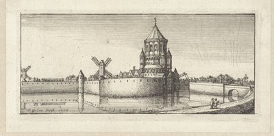 Utsikt över Kleine Houtpoort i Haarlem av Wenceslaus Hollar