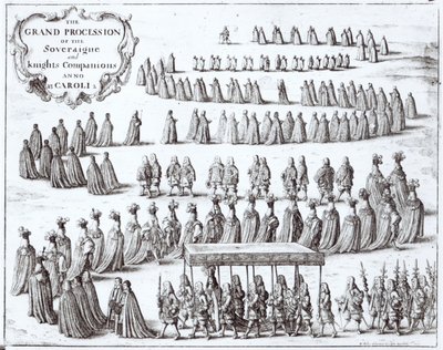 Stora procession av suveränen och riddarna av strumpebandet i Windsor, 1672 av Wenceslaus Hollar