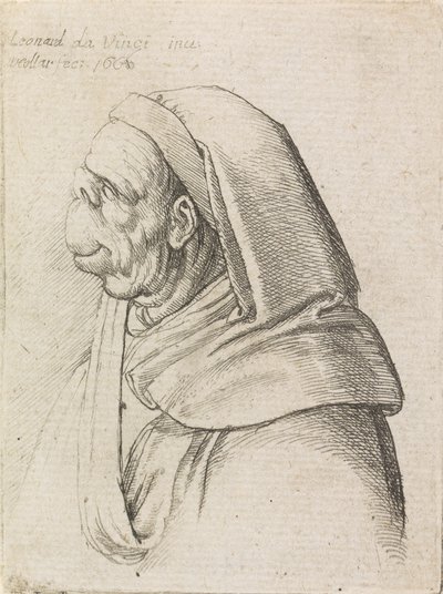 Grotesk profilerade en man som bär en huva av Wenceslaus Hollar