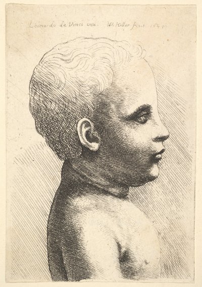 Huvud och axel på ett barn, i profil till höger, 1645. av Wenceslaus Hollar