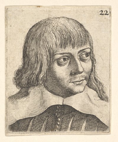 Huvudet på en ung man, något åt höger, 1625-77. av Wenceslaus Hollar