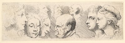 Huvudstudier, 1644-52. av Wenceslaus Hollar