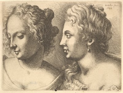 Chefer för två unga kvinnor, 1645. av Wenceslaus Hollar