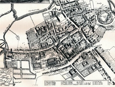 Hollars plan av Oxford, c1643 av Wenceslaus Hollar