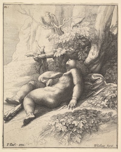 Spädbarnet Herkules sovande, 1625-77. av Wenceslaus Hollar