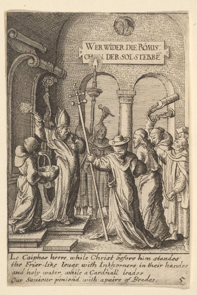 Jesus före Kaifas, 1625-77. av Wenceslaus Hollar
