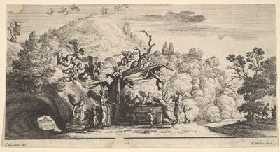 Jesus betjänad av änglar, 1652. av Wenceslaus Hollar