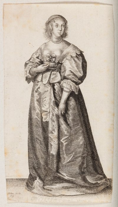 Kvinna med pärlhalsband och pärlarmband av Wenceslaus Hollar