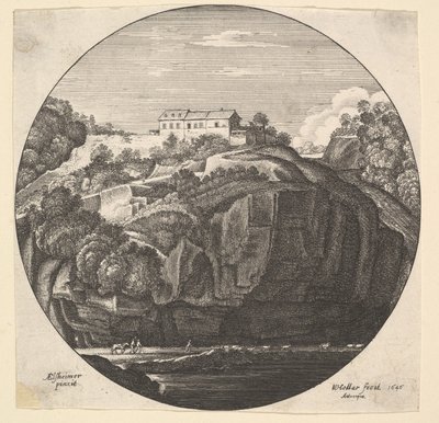 Landskap med hus på klippor, 1646. av Wenceslaus Hollar