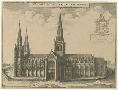 Lichfield Cathedral - South View: gravyr av Wenceslaus Hollar