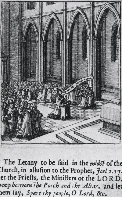 Litanei i en kyrka, ca 1655 (etsning) av Wenceslaus Hollar